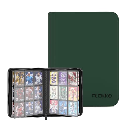 Premium 9 Pocket Trading Card Binder with Zipper - Card Collection Album for TCG, MTG, Sports Cards, Green