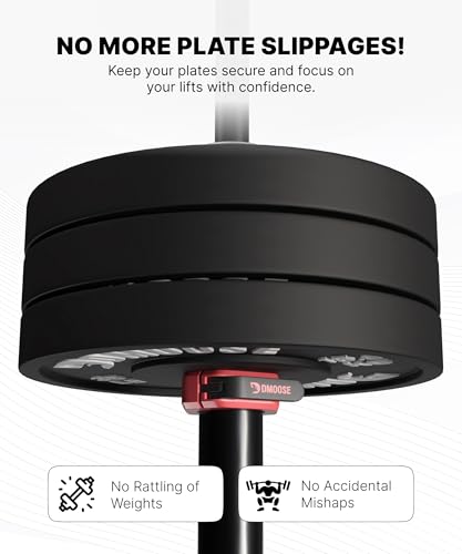 DMoose Fitness Magnetic Barbell Clips 2 Inch Red - Quick Release Weight Collars