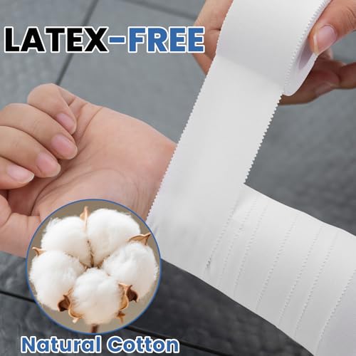 8 Pack Athletic Tape, White Sports Tape, Easy Tear Wrist Tape, Strong Adhesion Tapes for Boxing, Gymnastics, Hockey, Soccer, Lacrosse and First Aid(1.5in x 184ft Total)