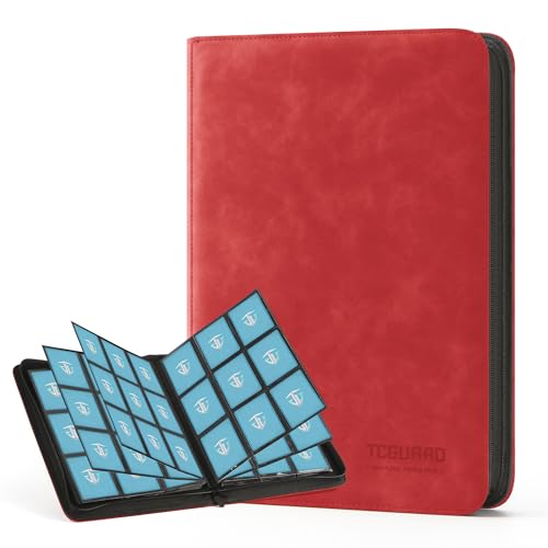 Trading Card Binder with 9 Side-Loading Pockets for 540 Cards - Red 9