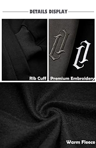 Men's Fleece Hoodie Sweatshirt with Built-in Gaiter - Medium Black
