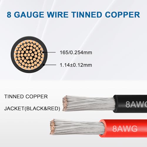 8 Gauge Marine Wire - 5FT Tinned Copper Boat Cable for Automotive Solar & Marine Wiring