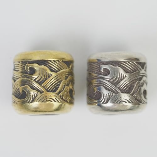 Sea Wave Paracord Bead for Knife Lanyard - Silver Handmade EDC Bead