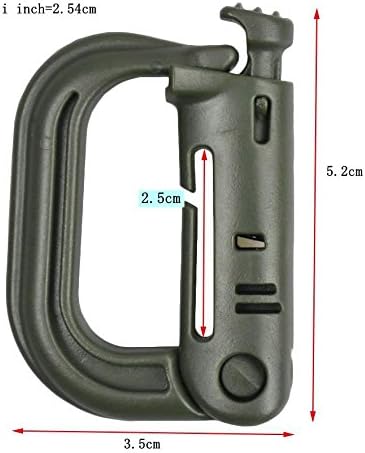 Jadedragon Multipurpose Tactical 360 Rotation D-Ring Clips/Locking Carabiner/Hydration Tube Clips/Elastic String Strap Management Tool for MOLLE Webbing Attachment Backpacks