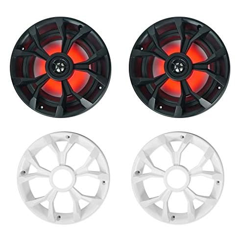 Rockville RKL65MBW (2) 6.5" 700W Marine Speakers, 4 Ohm, LED Lights, CEA Compliant, Coaxial, Waterproof, Black/White Grilles for Boats, ATVs, UTVs
