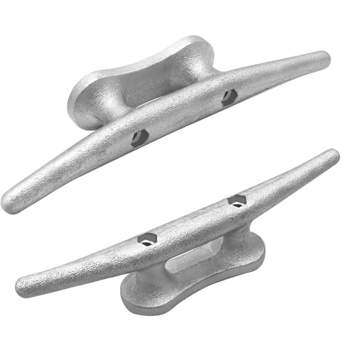 Galvanized Steel Dock Cleats 8 Inch - Silver 4 Pack Marine Rope Tie-Downs