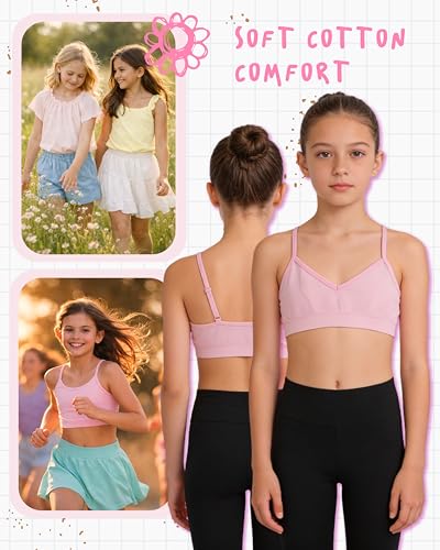 Sweet & Sassy Girls Seamless Cami Bralette Training Bras 9 Pack - Small Brights