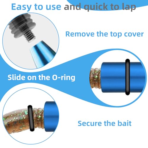 Wacky Rig Tool Kit for Bass Fishing - Aluminum Wacky Worm Tool + 310 O-Rings