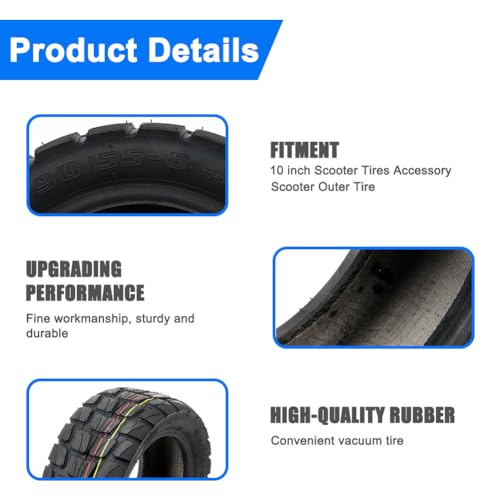90/55-6 Off-Road Scooter Tire 10 Inch Tubeless Rubber for Electric & Motorcycle