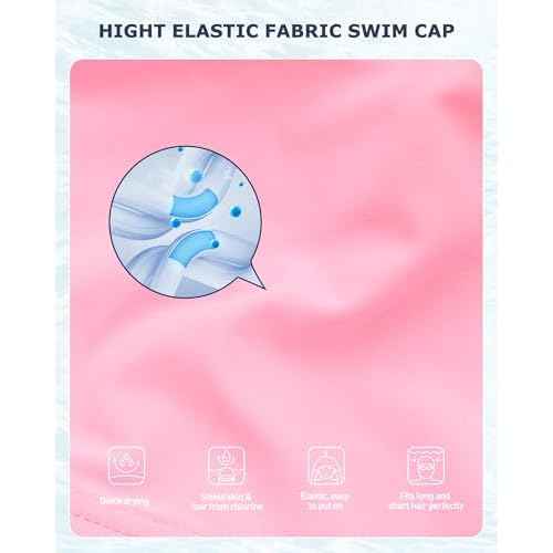 Firesara Fabric Swim Cap, High Elasticity Swimming Cap Keeps Hair Clean Breathable Fit Both Long Hair Short Hair, Swim Caps Woman Girls Men Kids One Size Hat