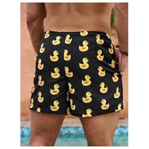 SHENHE Men's Swimming Trunks with Compression Lined Quick Dry Funny Swim Trunks Beach Shorts