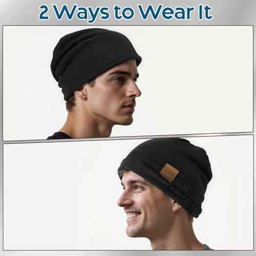 2 Pack Slouch Beanie Warm Mens Womens Soft Beanies Hats Slouchy Oversized Caps Knit Hats Winter Gift for Men