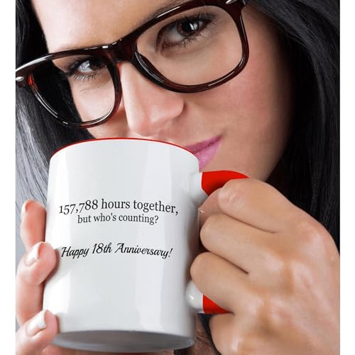 18th Anniversary Coffee Mug - 11oz Two-Tone Red Ceramic Cup