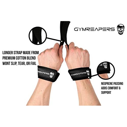 Gymreapers Lifting Wrist Straps for Weightlifting, Bodybuilding, Powerlifting, Strength Training, & Deadlifts - Padded Neoprene with 18 inch Cotton
