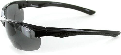 Creekside Wrap-Around Polarized Bifocal Sport Safety Reading Sunglasses for Youthful, Active Men and Women (Black/Smoke +1.50)