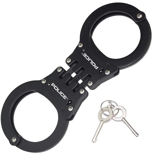 Handcuffs – Heavy Duty Police Grade Professional Steel Hand Cuffs, Double Lock Metal Black Finish for Security & Personal Safety