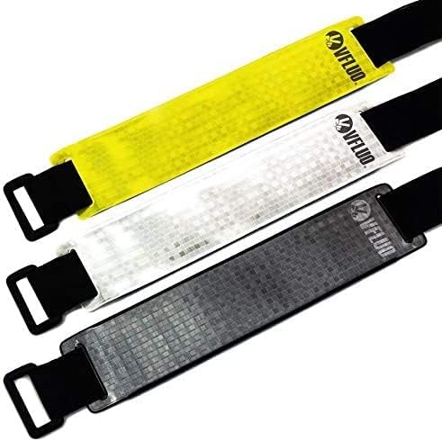 VFLUO - Reflective + reflective Adjustable & Elastic Motorcycle Armband for Motorcycle Jacket, Scooter, Bicycle, Pedestrian - High Visibility - Resistance & Support