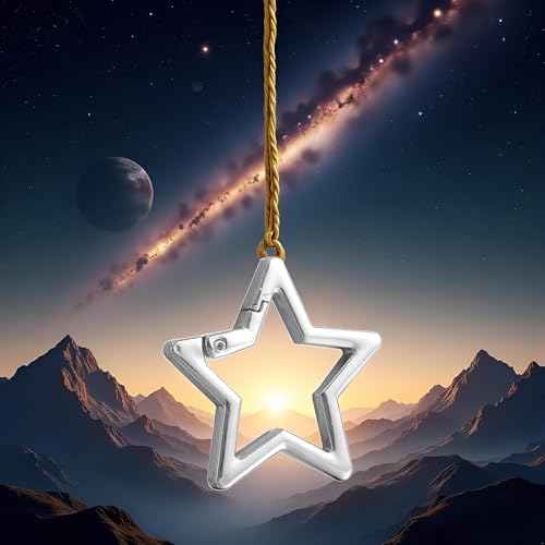 Star Shaped Stainless Steel Keychain Clip Carabiner Snap Hook Holder Carabiner Hook Clip Key Holder Carabiner Clip Keychain Carabiners for Keys and Wallet Accessory with Key Chain Rings