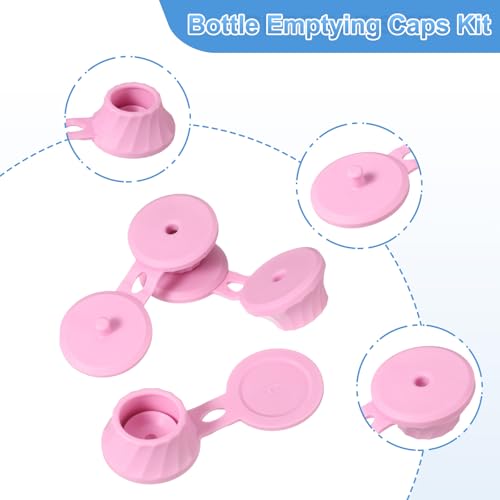 Pink Bottle Emptying Caps Set of 6 - 3 Sizes Flip-Top Dispenser