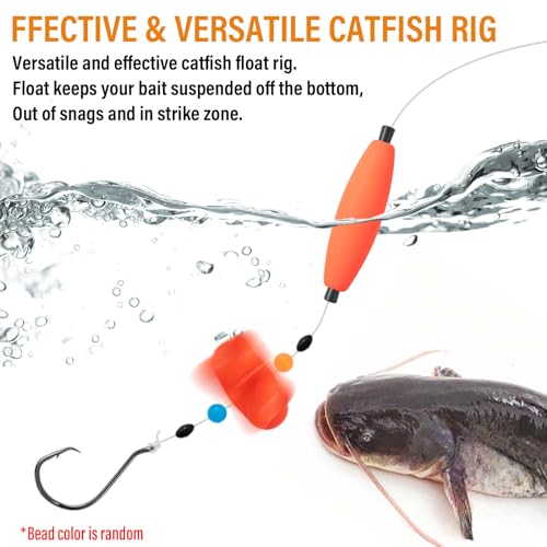 6/0 Circle Hooks Catfish Rig with Floats - Multiple Colors 6PCS