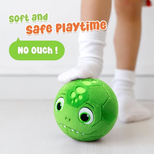 VangeBow 3 Pack Soft Plush Sports Balls for Toddlers – Bear, Dinosaur & Fox Design, Indoor Baby Toy Set