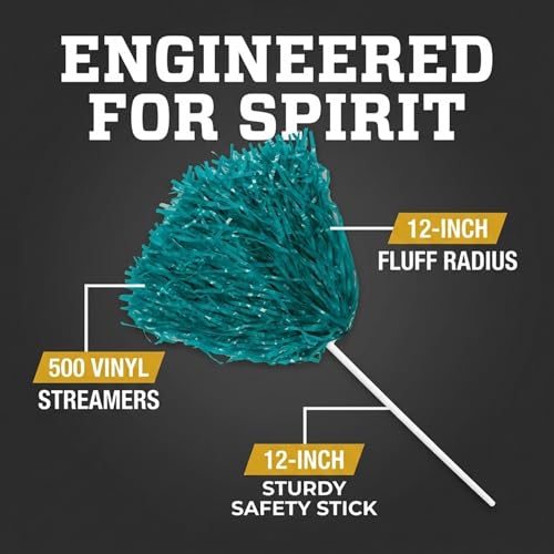 Anderson's Teal 10-Piece Cheerleader Pom Poms - Sports Fan & Party Supplies