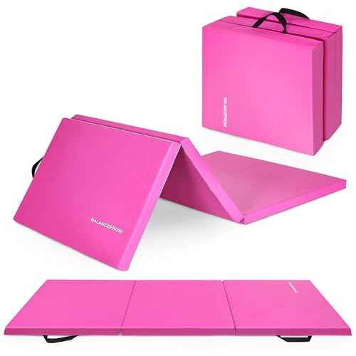 BalanceFrom 6x2 Feet 3-Panel Folding Gymnastics Mat ? 2-Inch Thick Pad with Vinyl Surface and Carrying Handles for Tumbling, Yoga, Pilates, Home Workouts, and Martial Arts