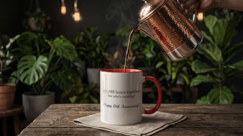 18th Anniversary Coffee Mug - 11oz Two-Tone Red Ceramic Cup