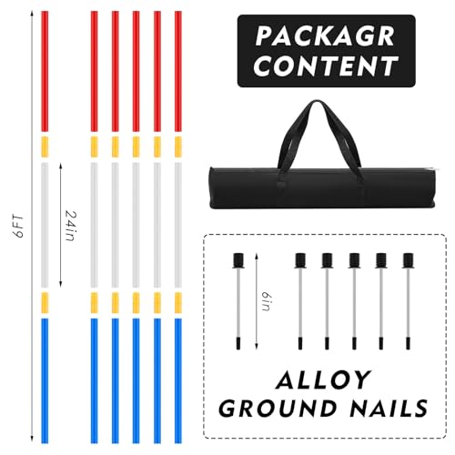 Horse Training Agility Poles Set - 6 Pack, 6ft Impact-Resistant Plastic, High Visibility