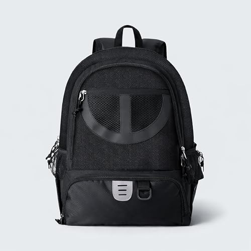 Large Black Sports Backpack with Ball & Shoe Compartments - Lightweight & Breathable