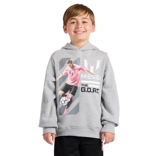 Messi Boys' Long Sleeve Hoodie Sweatshirt Heather Grey 10-12