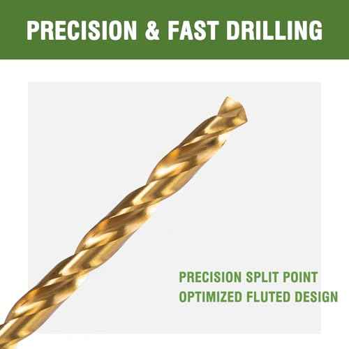 1/8 x 6 Inch Extra Long Drill Bits (6 Pack), Aircraft Drill Bit Titanium M2 High Speed Steel for Wood, Plastic, PVC, Thin Metal Sheet