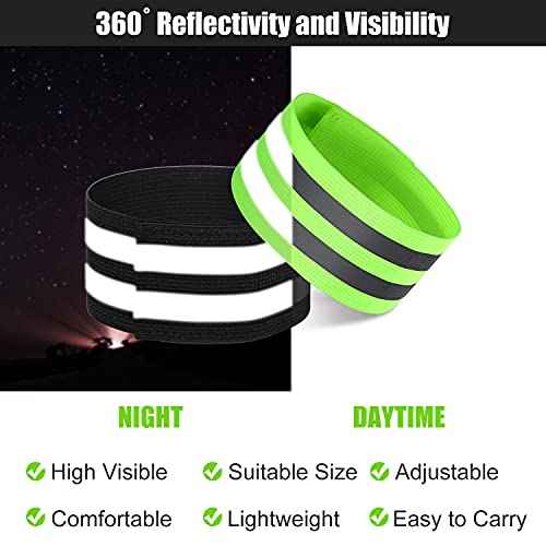 16 Pieces Reflective Bands Reflector Bands for Wrist, Arm, Ankle, Leg, High Visibility Reflective Gear Safety Reflector Tape Straps for Night Walking, Cycling and Running