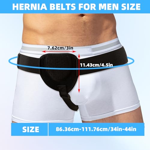 Men's Inguinal Hernia Support Belt with Removable Pads - Adjustable Groin Brace
