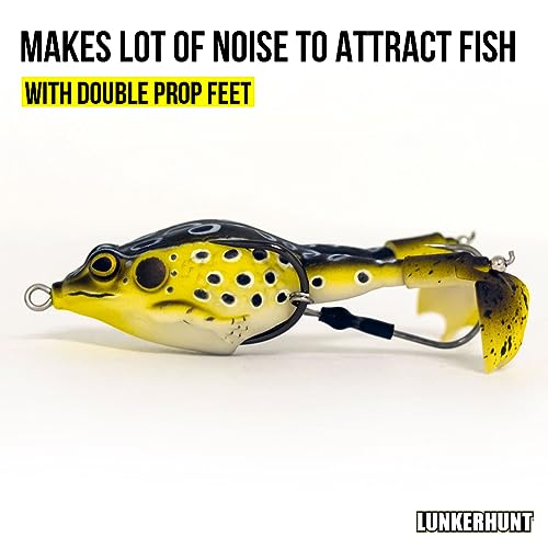 Lunkerhunt Frog Bait for Bass & Trout - Croaker Color, Weedless Topwater Lure