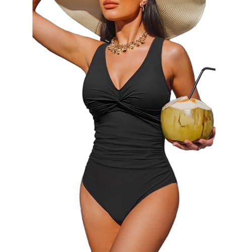 Holipick Women Tummy Control One Piece Swimsuit - Push Up Bathing Suit Full Coverage Slimming Swimwear
