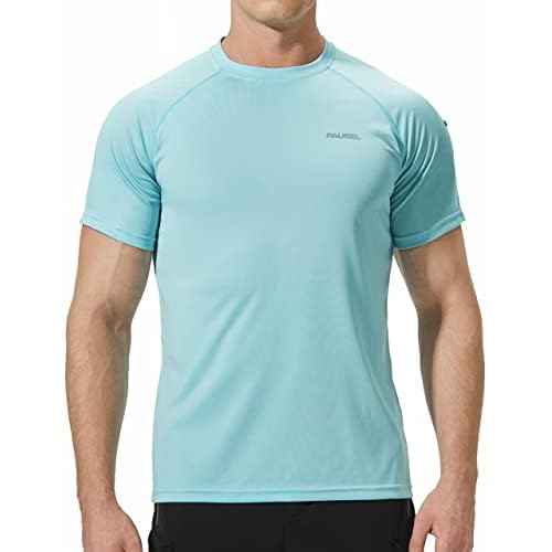 Men's Rash Guard Swim Shirts Short Sleeve UV Sun Protection Quick Dry UPF 50+ SPF Fishing Beach Water Shirt