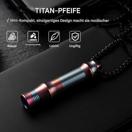 Titanium Emergency Whistle with Lanyard - 120dB Loud Safety Signal for Outdoors & Pets - Purple 1-Pack
