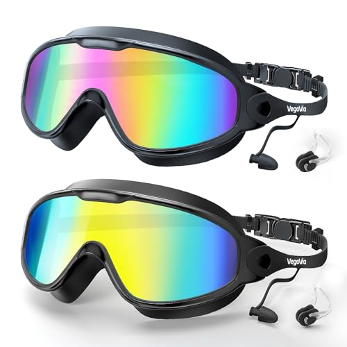 Adult Swim Goggles 2 Pack, Anti-Fog 180¡Æ Wide View UV Protection Pool Swimming Goggles for Adult Youth Men Women
