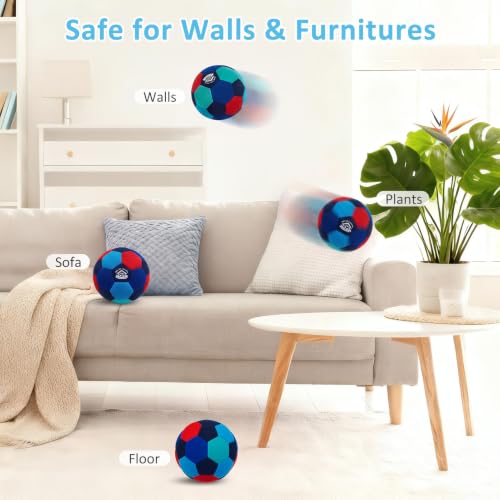 Indoor Soccer Ball Size 3 Silent Foam Soccer with Pump - Purple Red Blue