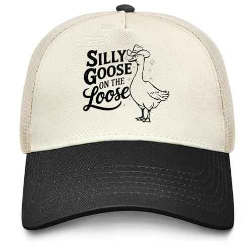 Funny Goose Hat Silly Goose On The Loose Trucker Hat Women Vintage Mesh Cap for Summer