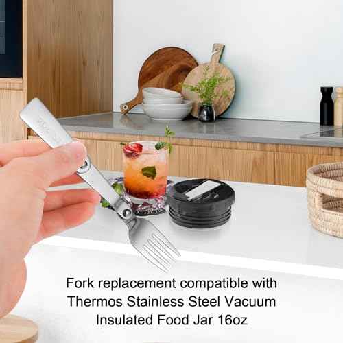 BOXOB 2pcs Silver Stainless Steel Folding Forks, 6.3 Inch, Compatible with THERMOS FUNTAINER 16 Oz Food Jar, Dishwasher Safe, Camping Flatware