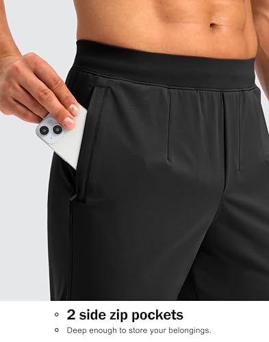 Men's Athletic Sweatpants with Zipper Pockets - Stretch Golf Workout Pants, 30-34 Inch Inseam