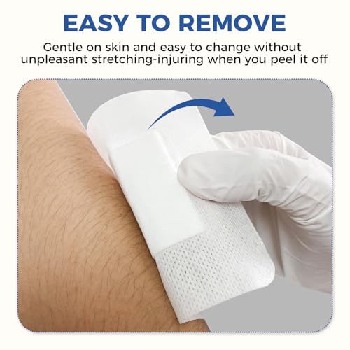 Island Dressing Bordered Gauze 4"x4", 50 Individually Packed Non-Stick Pad in Center with Adhesive Border,Soft Absorbent Medical Grade Dressing Gauze Pad for Wound Care and First Aid