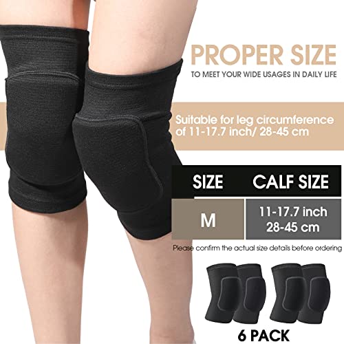 Yunsailing 6 Pairs Volleyball Knee Pads - M Size Black for Women Men Kids