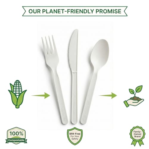 Combo Pack 400 Compostable Eco-Friendly Disposable Cutlery Set - 7 Inch