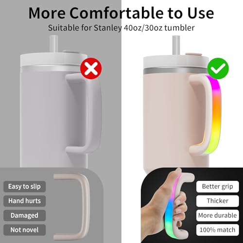 Rose Quartz LED Light-Up Tumbler Handle for Stanley 40oz/30oz - Water Bottle Accessory