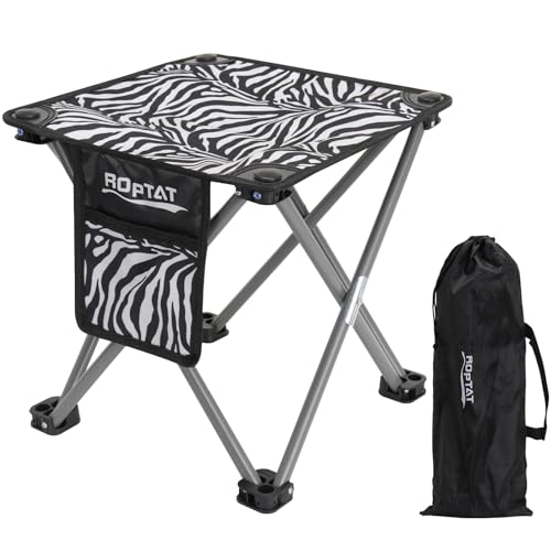 Roptat Camping Stool,Portable Folding Compact Lightweight Stool Seat for Camping Fishing Hiking Gardening Outdoor Walking Backpacking Travelling and Beach with Carry Bag (Zebra)