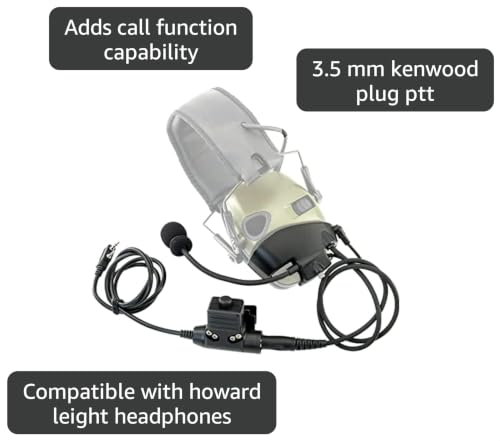 Microphone & PTT for Howard Leight Impact Sports Headphones Black