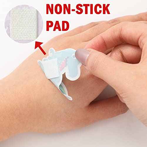 Sinmoe 60 Pcs Kids Dinosaur Bandages Bulk Cute Cartoon Adhesive Bandages Colorful Breathable Protect Scrapes and Cuts for Boys Girls Children Toddlers